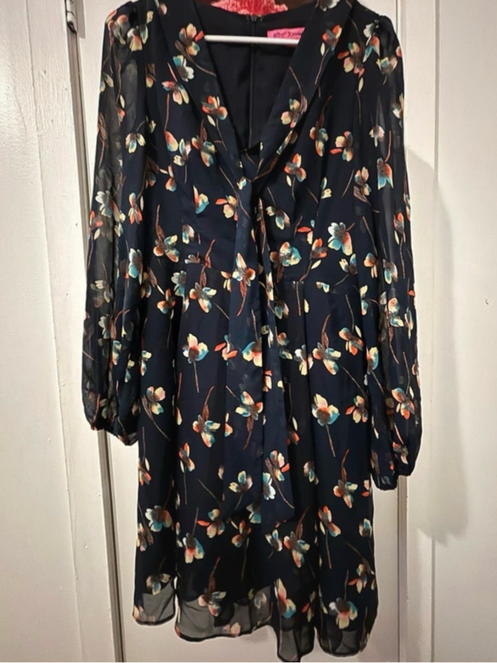 Betsey Johnson Navy Floral Long-Sleeve Dress